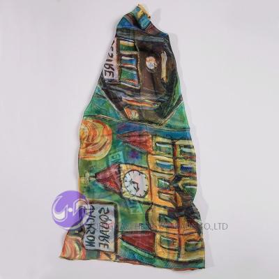 China China Wholesale Digital Long Print Custom Design Silk Women Scarf for sale