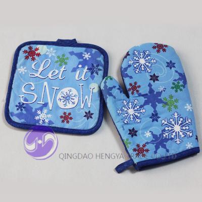 China Wholesale Custom Printed Pot Holder and Christmas Kitchen Oven Glove for sale