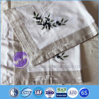 China Durable Custom Printed Embroidered Plain White Cotton Table Cloth for sale