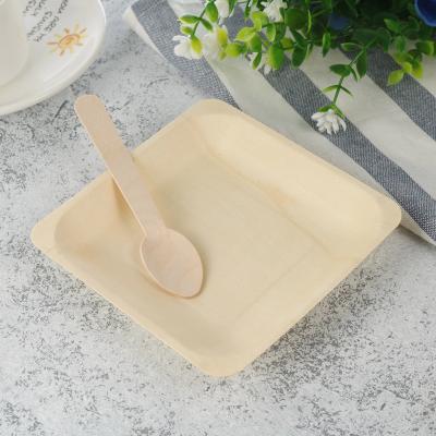 China Environmentally Degradable and Disposable Wooden Arrival Biodegradable Bamboo Dishes in 10 Inch Square Dishes for Corporate Events for sale