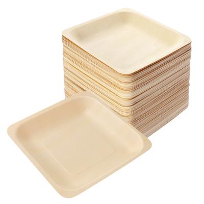 China Environmentally Degradable Disposable Tableware Sets Areca Palmette Plates Dishes And Dishes Bamboo Tableware Wood Eco Friendly Party Dishes For Weddings for sale