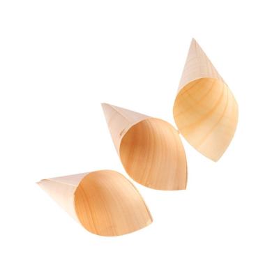 China Home Supply Natural Hotel Restaurant Ice Cream Snack Cup Wooden Maker Cones for sale