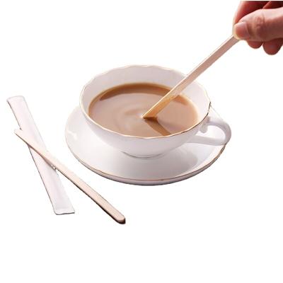 China Eco Friendly Paper Wrapped Wooden Disposable Upright Edges Cafe Stirrers for sale