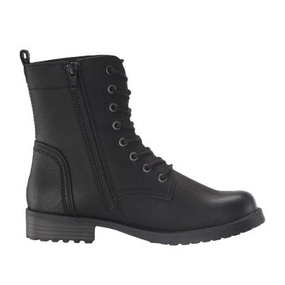 China Women Combat Boot Thermal Black, Increasing Martin Chelsea Ankle Boots Stylish Black PU Winter Shoes Flat Work Boots For Women And Ladies for sale