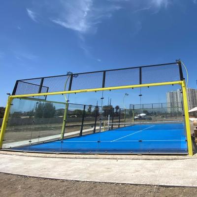 China Cheap Outdoor Panoramic Sport Court 6x20m Model Padel Court For Play Single Padel Court 10m*20m for sale