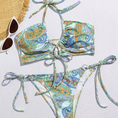 China Custom Made BN2023 Hot Sale Bandana Print Bikini Swimwear Breathable Bathing Suit Swimwear For Women for sale