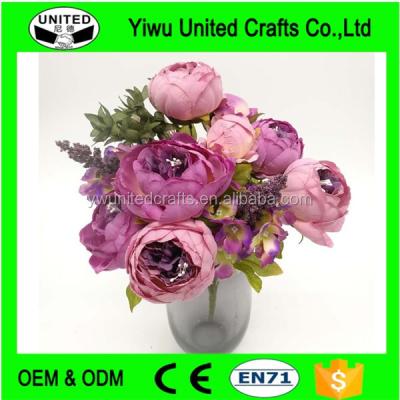 China Natural Wholesale European Peony Home Style Touch Artificial Flower Decoration, 3 Rose Bunchs for sale