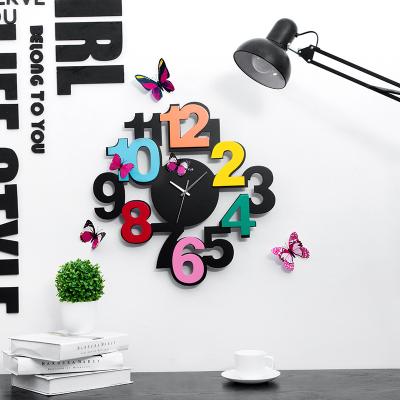 China New Design MDF Digit Clock Creative Home Decoration Custom Wooden Number Wall Clock for sale