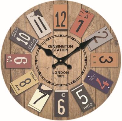 China Home Decoration 12 Inch MDF Vintage Art Decorative Wooden Wall Clock For Home Living Room Home Decoration for sale