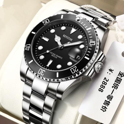 China Classic Custom Logo Design Man Wrist Watch Fashion Alloy Case Stainless Steel Strap Day/Date Quartz Watches for sale