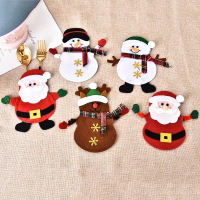 China 2022 New Christamas Decoration Christmas Decorations Knife And Fork Snowman Santa Bag For Home Table Decoration Supplies for sale