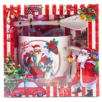 China 2023 Viable Merry Christmas Souvenir Russian Theme Mugs Cup Set Coffee Milk Breakfast Ceramic Mug With Spoon for sale