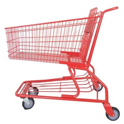 China Unveiling Customized American Style Large Capacity Cheap Metal Convenience Trolley Cart Red Shopping Trolley for sale