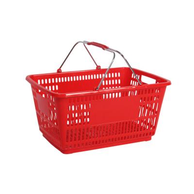 China Supermaerket Large Shopping Basket Mall Metal Double Handle Supermarket Shopping Carrying Shopping Basket for sale