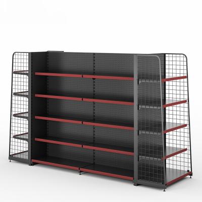 China Double Sided Hypermarket Racks Double Sides Supermarket Display Shelving Grocery Shelf Metal Grocery Shelves for sale