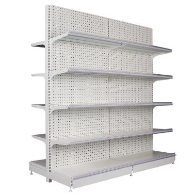 China Single Sided Customizable Hypermarket Shelves White Gondola Store Used Shelves For Sale Storage Supermarket Rack for sale