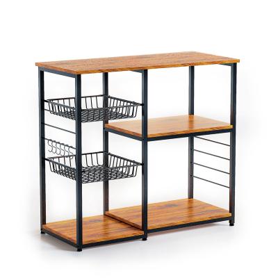 China Household Sustainable Customizable Wooden Display Rack Bathroom Storage Shelves Racks Metal Kitchen Shelf for sale