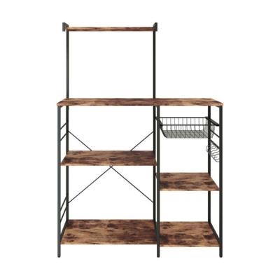 China Durable Metal Display Fruit Shelves Wooden Seasoning Rack Storage Furniture Shelf For Kitchen Racks for sale