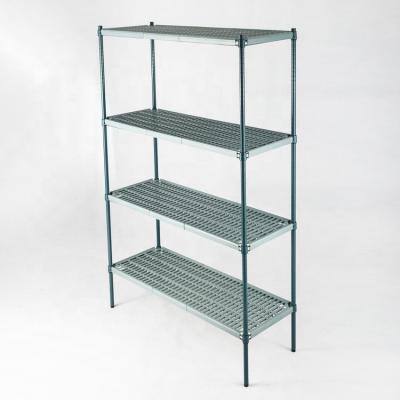 China Green Powder Plated Single Sided Metal Wire Shelf Organizer Shelving Adjustable Kitchen Storage Wire Shelf for Grocery Store for sale