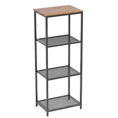 China The CLASSIC Industrial Open Shelf Bookcase with Rustic Metal Frame Book Shelves Storage Display Rack Wood Grain for sale