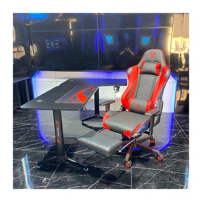 China 2022 New Product Ergonomic Leather PU PC Rotation Chair and Desk Set Computer Gaming Chair and Table Set for sale