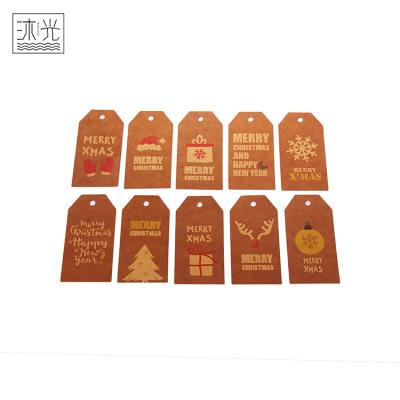 China Brown Paper Hang Gift Tag With Eyelet Christamas Decoration Gift Paper Tag Stock Rectangle Christmas Decoration Wrapping for sale