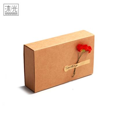 China Recyclable High Quality Promotional Cheap Kraft Paper Folding Drawer Box For Gift Packaging for sale