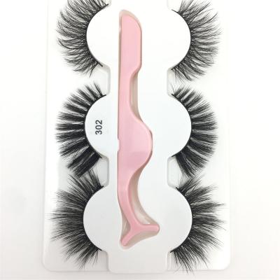 China D Curved Top Deals 3 Pairs Shape Eyelashes With Eyelash Tweezers Box Packing for sale