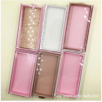 China Luxury Pink Beige Eyelash Box Empty Private Label EP198 Eyelash Packaging Box Lash Boxes With Tray for sale