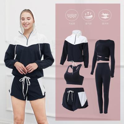 China Women's Loose Fit QUICK DRY Outwear Jacket Joggers Sleeve Tops Long Casual Women's Short Two Piece Custom Exercise Sets 2021 for sale