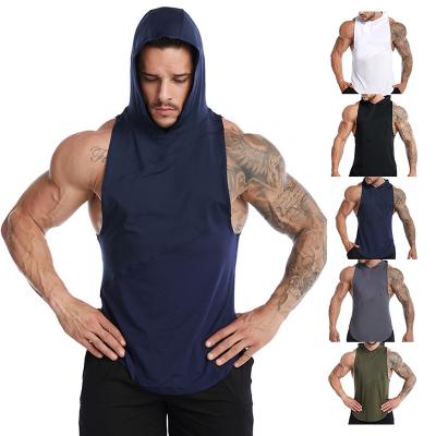 China Anti-pilling Customize Gym Tank Top Mens Muscle Tank Top Gym Vest Travel Tank Hooded Mens Gym Sleeveless Tank Top for sale