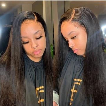 China Wet and wavy straight hd lace wig, hd 13x4 lace frontal wig, 30 inch lace front wig human hair hd lace front wig for sale