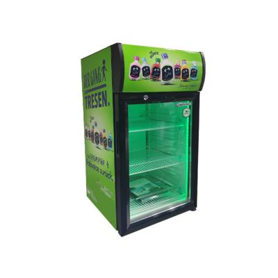 China Single-temperature Promotion 52L Supermarket Commercial Countertop Upright Beverage Display Cooler for sale