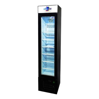 China Single-temperature 105L Upright Commercial Refrigerator Display Thin Ice Cream Vertical Freezer For Supermarket for sale