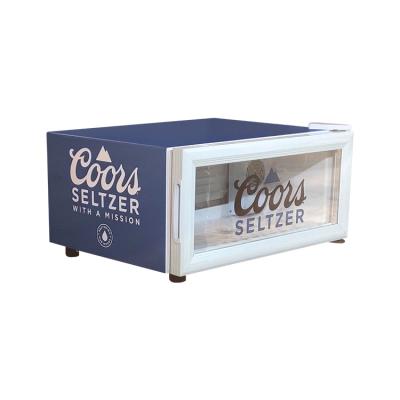 China Single-temperature 25L Mini Drinks Mini Table Top Drink Cooler Fridge With Silk Print Logo for sale