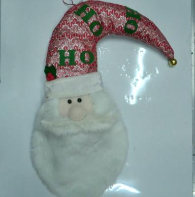 China Christmas Decoration Supplies Christmas Cloth Product 75cm Santa Claus Head HOHO Plush Letter Curved Hat Beard For Christmas Gift Decoration for sale