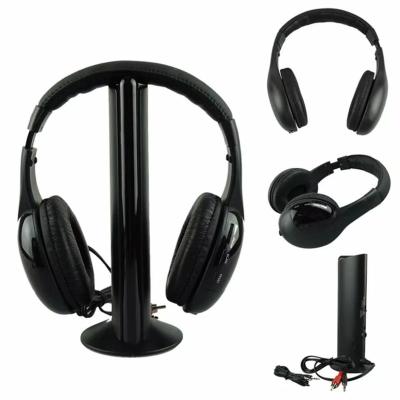 China Factory Wholesale Price Comfortable Fit TV Headset With Transmitter And FM Radio& Monitoring OEM 5 In 1 Wireless Headphones To TV for sale