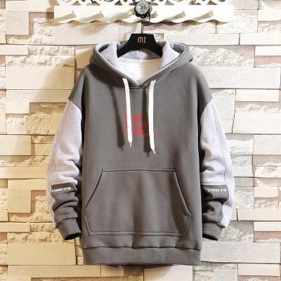 China 2020 custom men's hip hop hoodie contrast pullover stitching hoodie cheap windproof new fashion windproof for sale