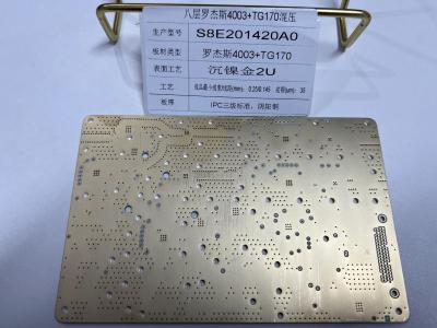 China 8 capas Rogers RO4003+FR4 TG170 Superficie de oro Rogers Tabla de PCB Máscara de soldadura verde en venta