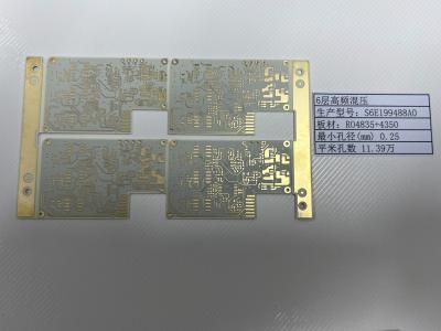 중국 100% 전기 테스트 로저스 PCB 보드 금으로 마무리 6 층 RO4835+4350 혼합 판매용