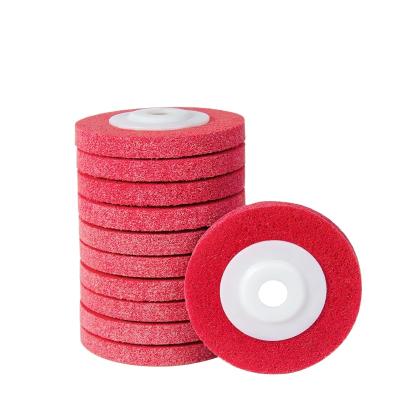 China High Efficiency 100*15*16mm Nylon Fiber Polish Wheel Nonwoven Abrasive Fin Disc Grinding Polishing Wheel for sale