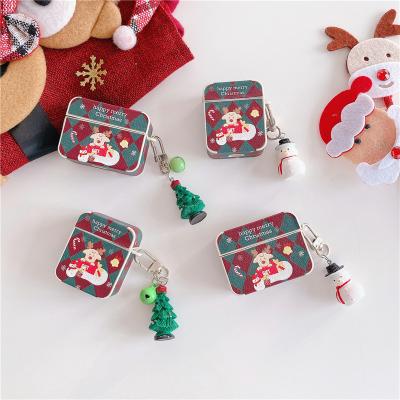 China Cute Fawn Mini Apple 1/2 Generation Cartoon Christmas Case Solid Color Artificial Leather Protective Earphone Case for sale