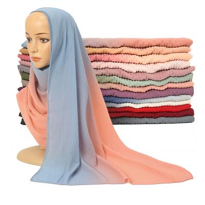 China Pleated Daily Life Shawl Ombre Chiffon Shawl Print Muslim Lady Mini Hijab Scarf for sale