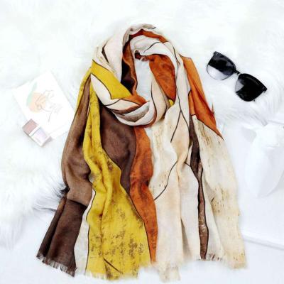 China Spring Soft Smooth Feeling Polyester Printed Silk Scarf Scarves For Elegant Women for sale