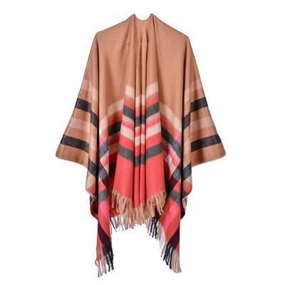 China Winter poncho women winter poncho ruana pashmina ruana plaid acrylic wrap soft feeling shawl warm covering high quality Jacqurad poncho cape for sale