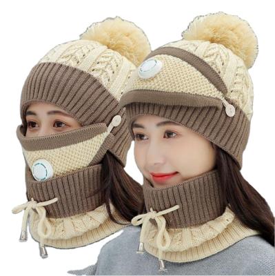 China Windshield Women Winter Hat And Scarf Set Warm Fall And Outdoor Knitted Winter Hat And Scarf Set Hat Scarf Set For Adult for sale