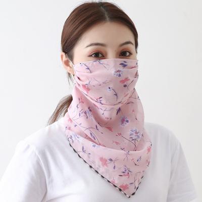 China Dustproof Face Mask Floral Print Face Scarf Chiffon Face Tube Scarf Protective Bandana Summer Bandana Scarf for sale