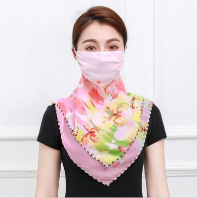 China Outdoor Dustproof Face Shield Chiffon Scarf Neck Scarf Face Cover Sunscreen Women Floral Printing Face Mask Tube Bandana Scarf Dustproof Bandana for sale