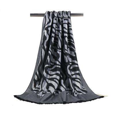 China Cheap Jacquard Scarf Zebra Jacquard Shawl With Border for sale