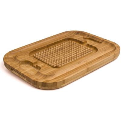 China Viable Bamboo Butcher Block Cutting Board with Juice Groove and Handle - Reversible Kitchen Chopper and Serving Tray with Spikes for sale